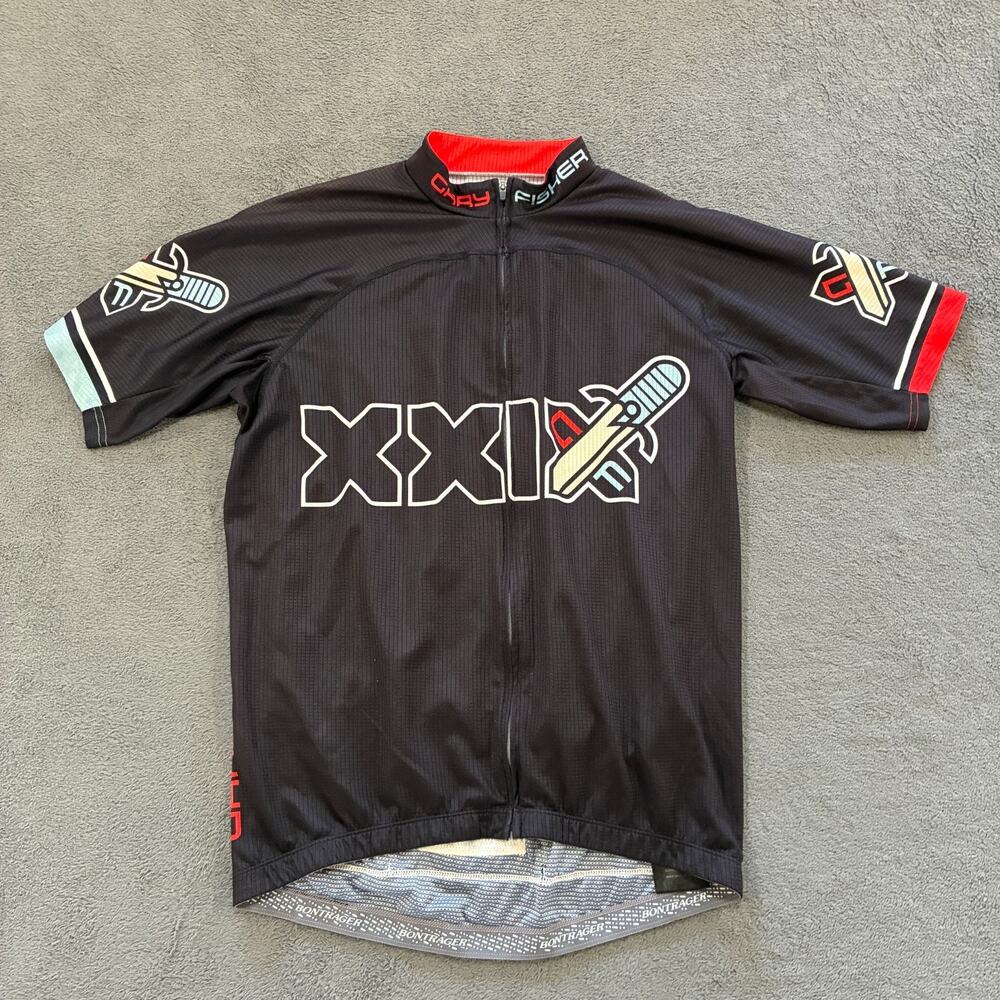 Bontrager XXIX Graphic Black Full Zip Short Sleeve Cycling Jersey Men's Size XL